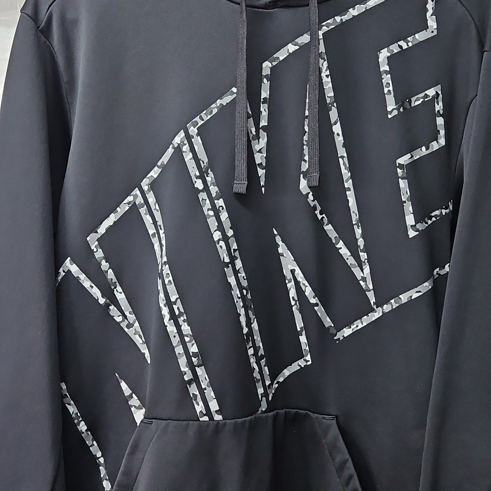Nike Black Large Logo Therma-Fit Hoodie Pull-Over Sz Med Mens - Picture 3 of 6
